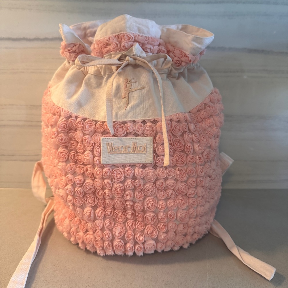 Wear Moi Backpack Childrens Ballet Tutu Pink Rose with Cream Canvas Dance Bag
